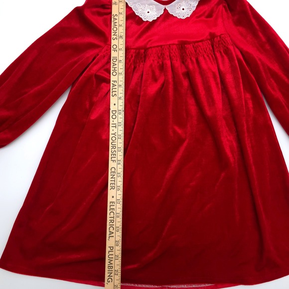 Vintage Kitty New Creation Red Velvet Dress Girls Size 7 Lace Collar - Picture 5 of 5
